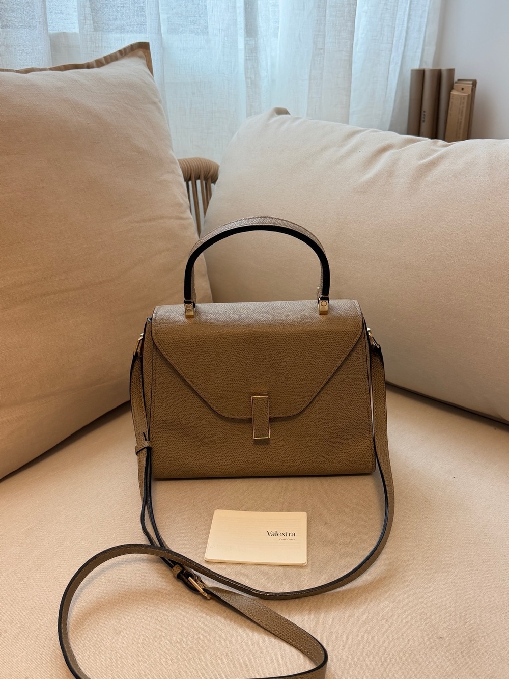 Valextra Olive Leather Top-Handle Satchel with Detachable Strap